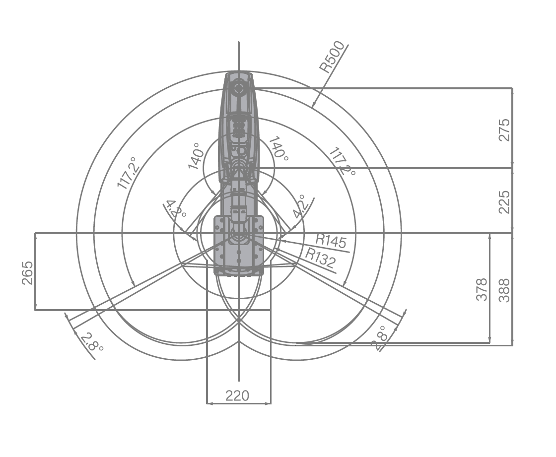 EVS6-500U Motion Range Drawing