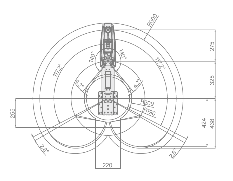 Bản vẽ phạm vi chuyển động EVS6-600U