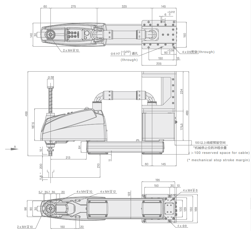 EVS6-600U mittapiirustus