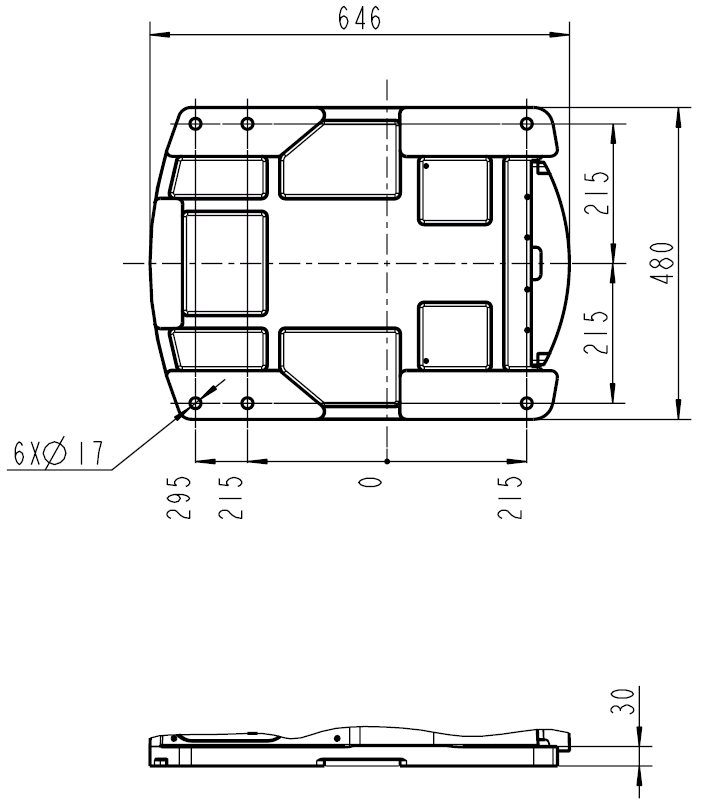 dessin de dimension de support de base de robot de peinture d'envergure de bras de 2035mm