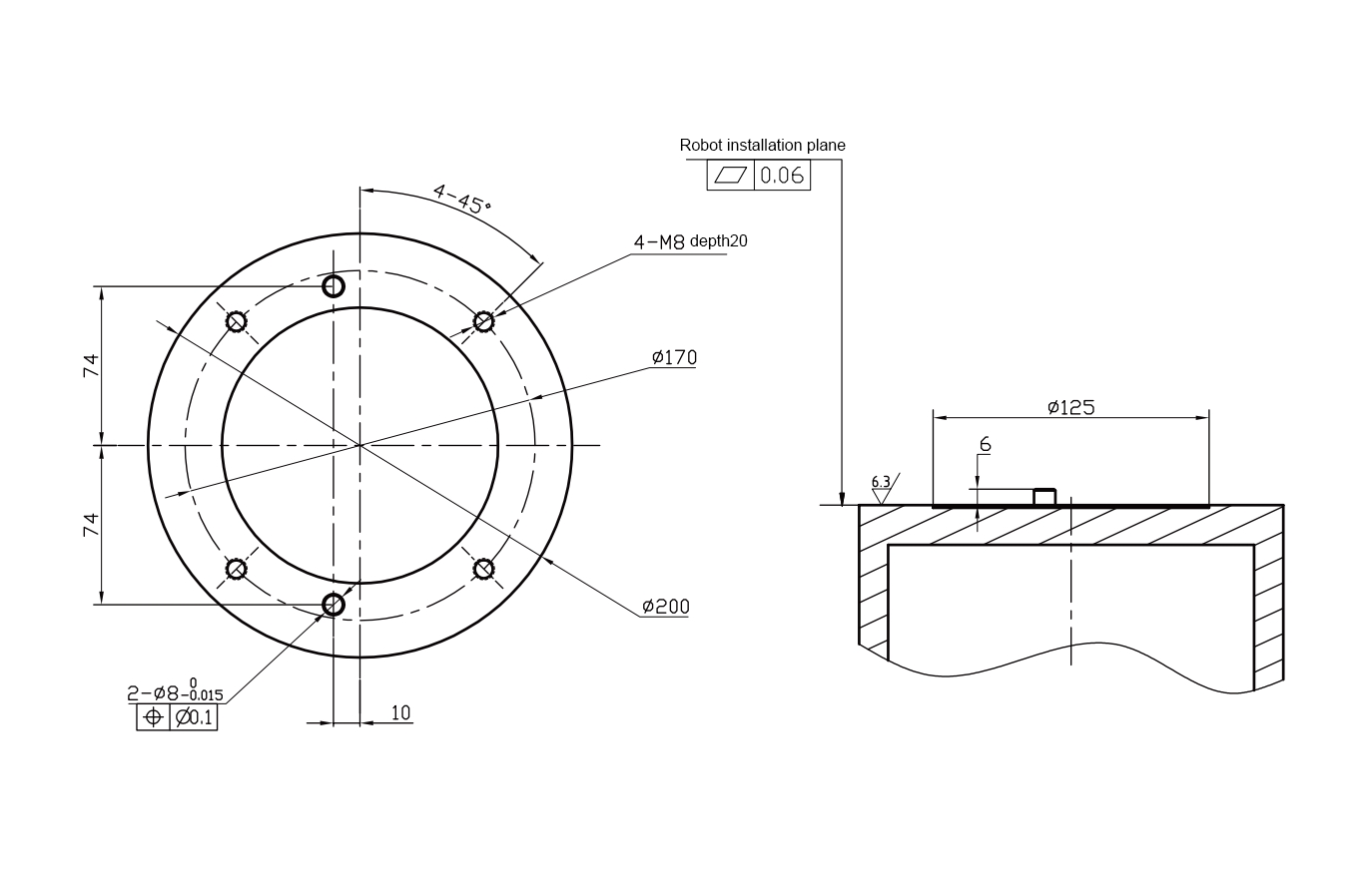 18kg ωφέλιμο φορτίο 900mm απόστασης 6 αξόνων Συνεργατικό βραχίονα ρομπότ