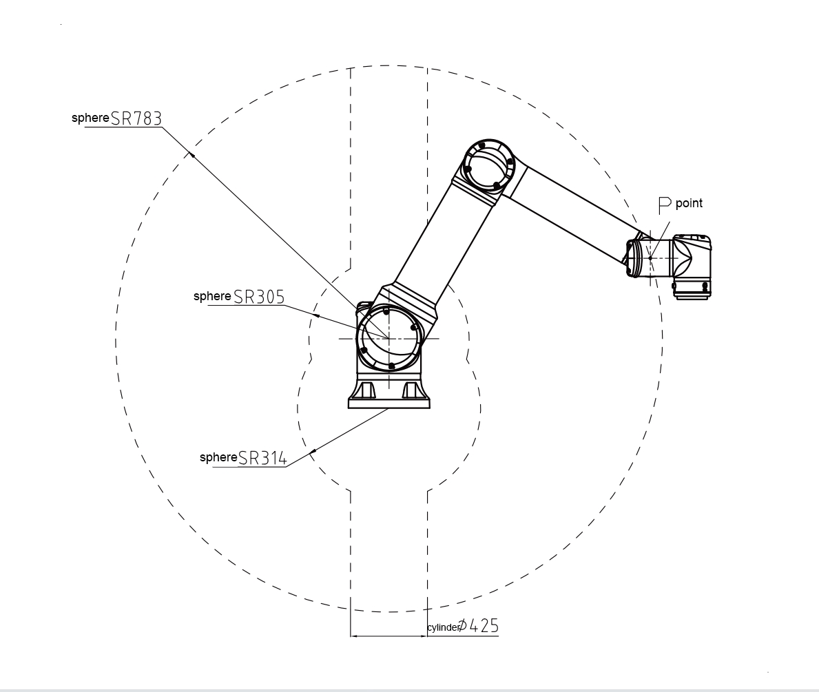 18 kg Sarcină utilă 900 mm Distanță de atingere 6 axe Gamă de braț robot colaborativ