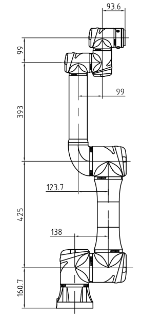 6 Axis Collaborative Robot Arm Dimension