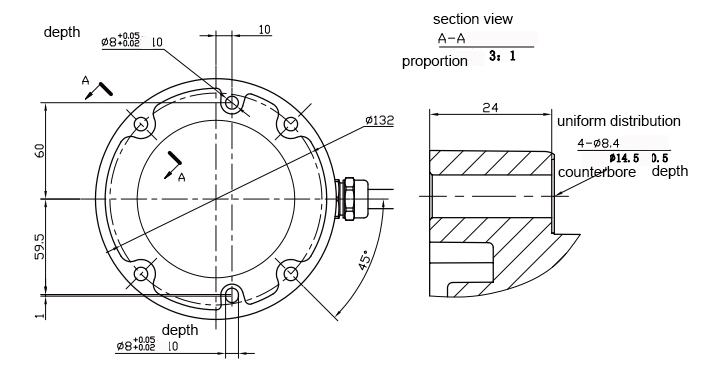 Dimensión del brazo del robot colaborativo de 6 ejes