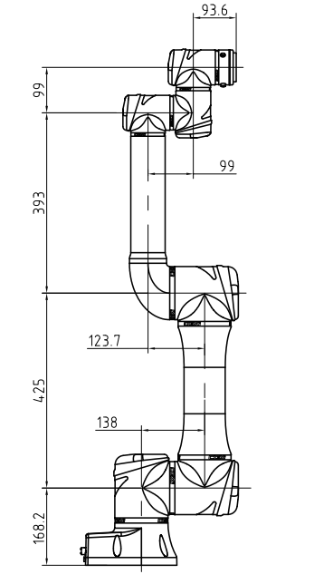 Tải trọng 6kg 917mm Khoảng cách tiếp cận Kích thước cánh tay robot cộng tác 6 trục