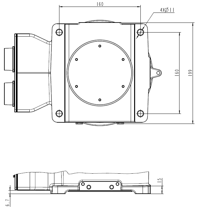 QJR6S-1 robotic arm base mounting dimension drawing