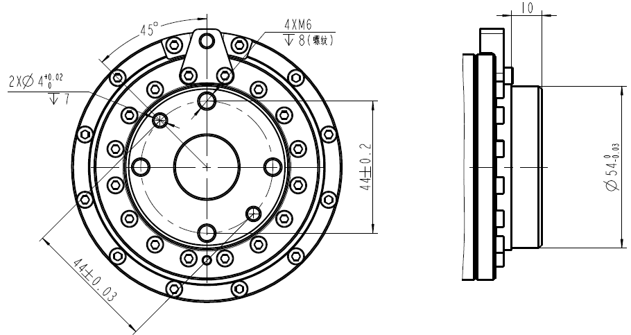 QJR6S-1 palletizing robot robot end installation dimension drawing