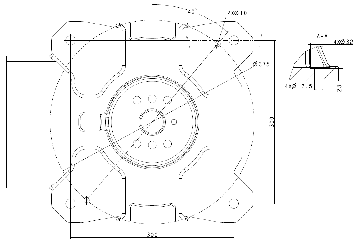 QJRH6-1 robotic arm base mounting dimension drawing