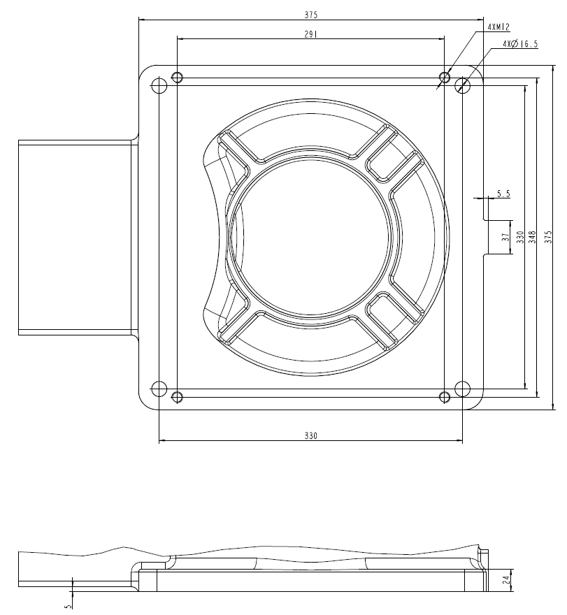 QJR6-3 welding robot base mounting dimension drawing