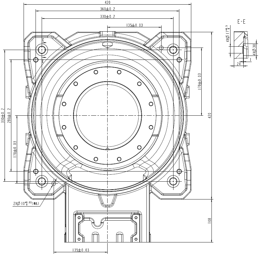 QJR20-2 robotic arm base mounting dimension drawing