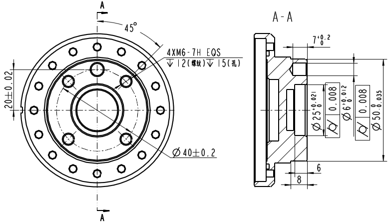 QJR20-2 robotic arm robot end installation dimension drawing