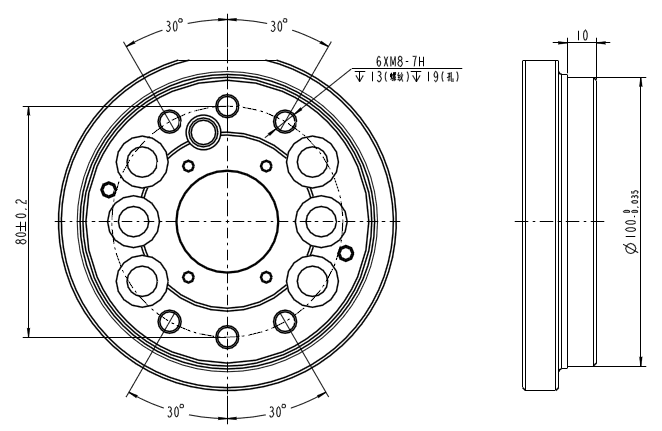 QJR50-1 palletizing robot robot end installation dimension drawing