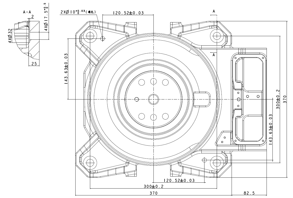 QJRB15-1 pick and place robot base mounting dimension drawing