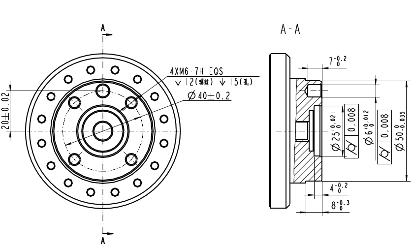 Dessin dimensionnel d'installation d'extrémité de robot de robot de sélection et de placement QJRB15-1