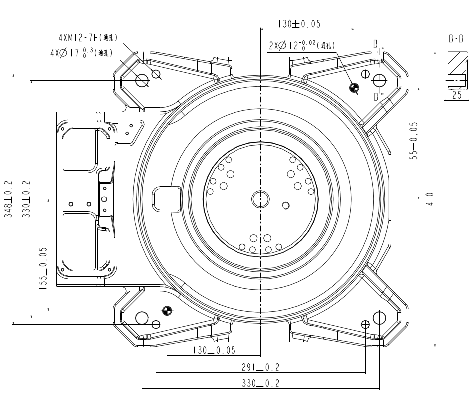 QJRB30-1 robotic arm base mounting dimension drawing