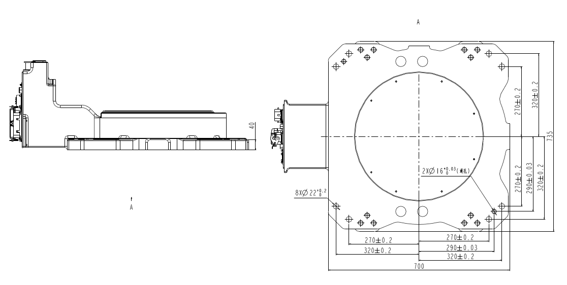 Desen cota de montare a bazei robotului de paletizare QJRB180-1