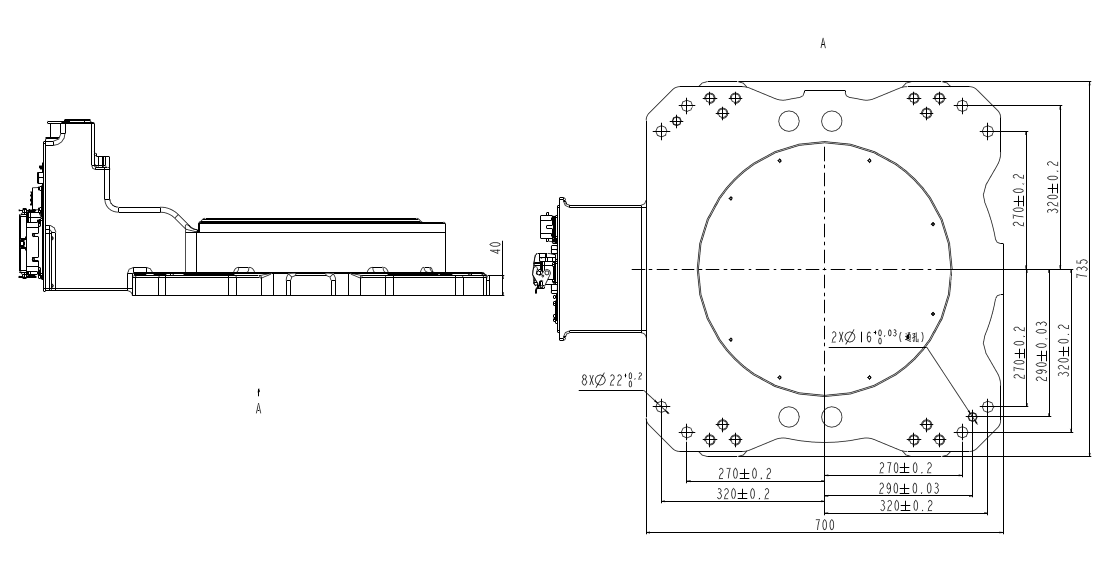 QJRB800-1 robotic arm base mounting dimension drawing