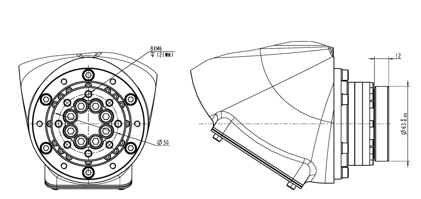 QJRP6-1 robotic arm robot end installation dimension drawing