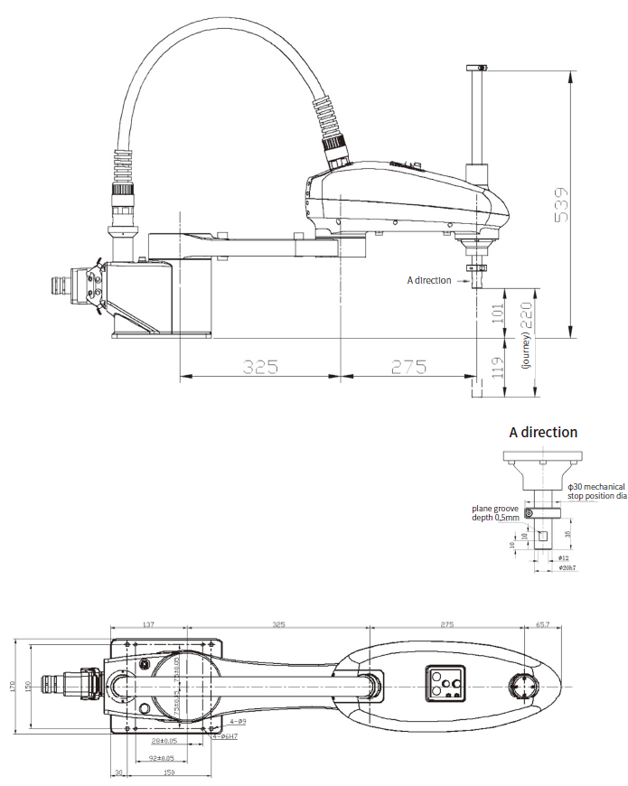 SCR006-600 Scara palletiseerrobot maattekening