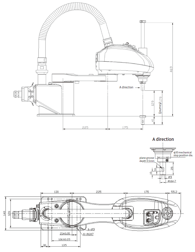 Dimensão do robô pick and place SCR003-400